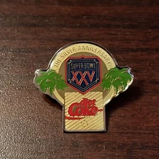 Vintage Coca-Cola Diet Coke Super Bowl XXV Silver Anniversary Lapel Pin