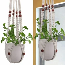 Retro Macrame Plant Hanger Rope Basket Pot Holder Flower Garden Outdoor 35.4inch