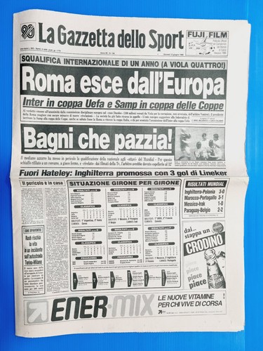 Gazzetta Dello Sport 26 Luglio 1986 - Inter Altobelli Le Mond Juve Platini