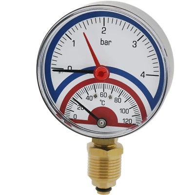 Thermometer Manometer Thermomanometer 120°C 4 bar Hintergewinde Untergewinde 1/2