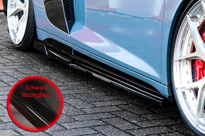 CUP Seitenschweller Sideskirts mit Wings hinten ABS für Audi R8 4S Schwarz Glanz