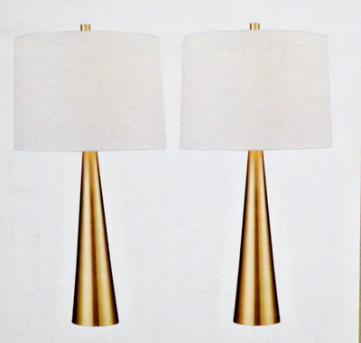 Bridgeport Designs Set of 2 Home Table Lamps Gold with White Shade