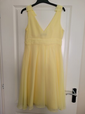 Size 12 Debut Lemon Yellow Chiffon Occasion Dress New With Tags Bow Detail  | eBay UK