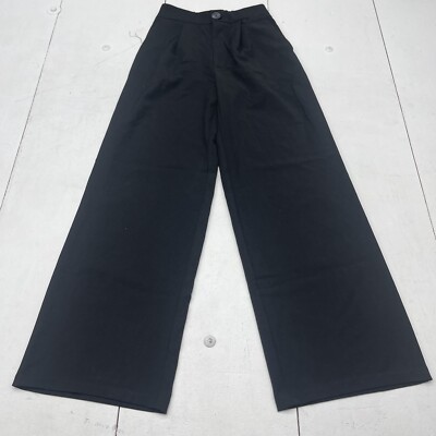 Stradivarius Black Petite Wide Leg Relaxed Dad Pants Women's