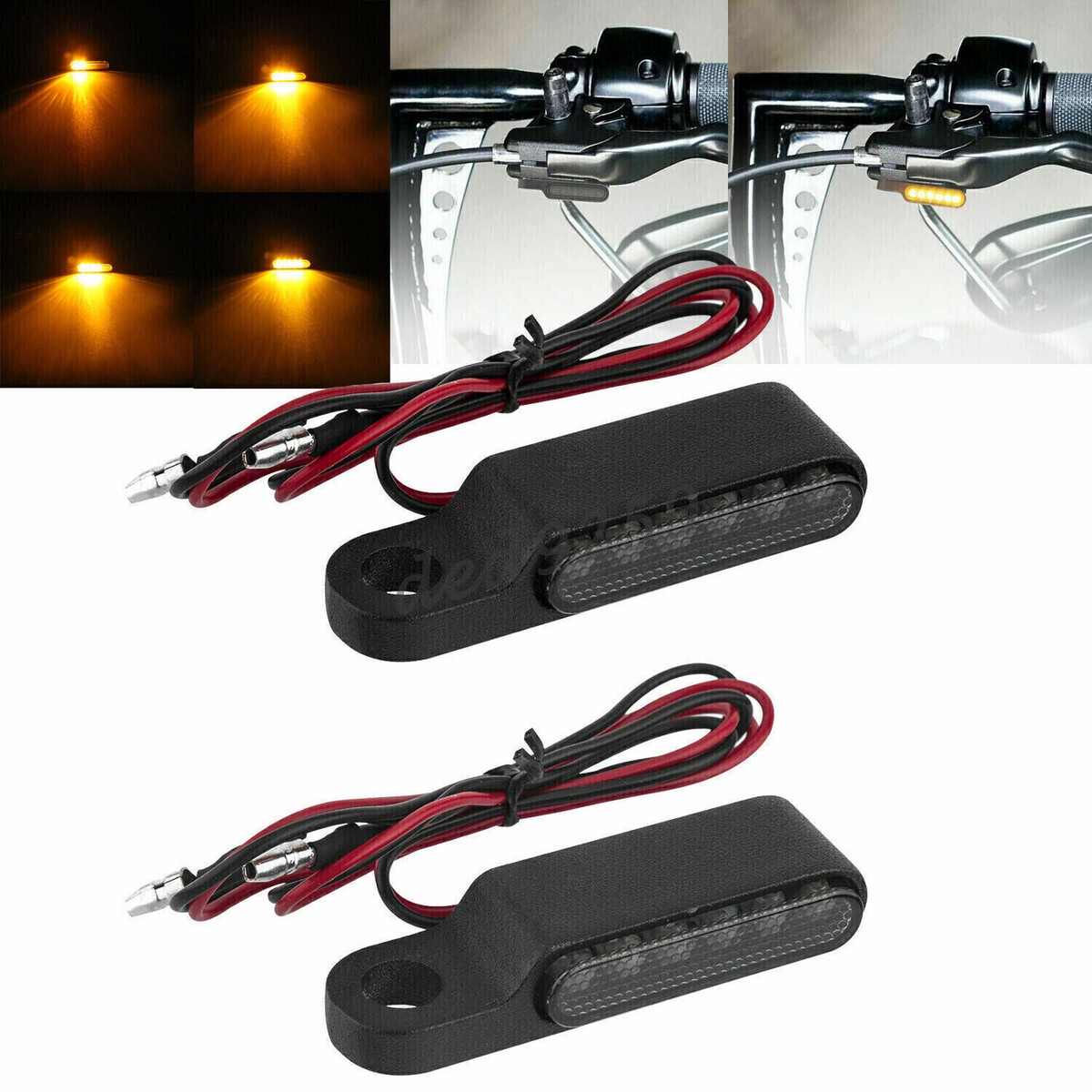 Mini-Lenkerblinker Für Motorrad - E24-geprüft, Schwarz Getönt Mit Lauflichtern | LED Blinker Set