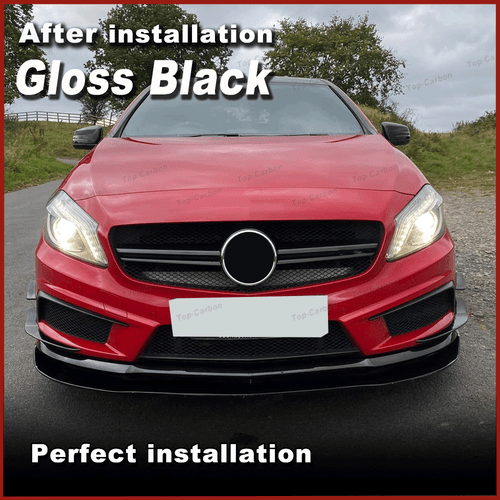 Parachoques delantero negro brillante Splitter Flaps Canard para Benz W176 A250 A45 AMG - Imagen 2 de 12