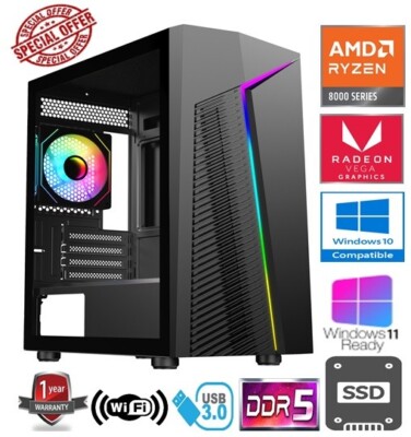 RYZEN 5 GAMING PC - AMD RYZEN 5 8600G AM5 64GB DDR5 RAM 2TB SSD RADEON GRAFIK