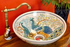 Lavabo En Céramique De Style Antique, Lavabo Sur Pied, Émaillé, Rond