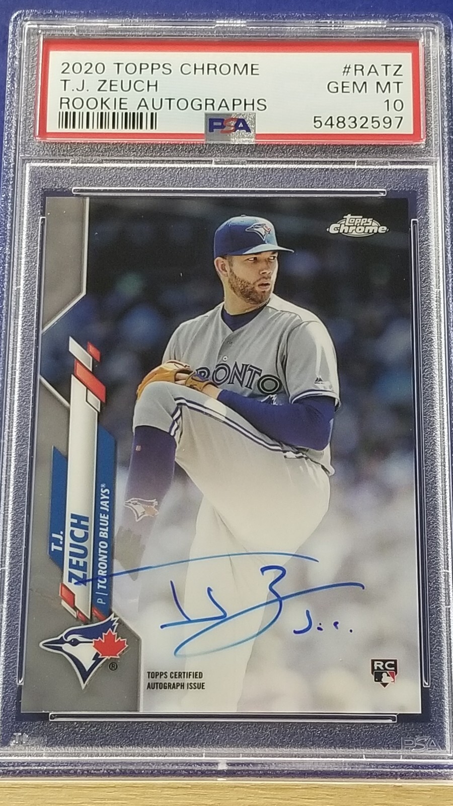 T.J. Zeuch - 2020 Topps Chrome Rookie Autograph PSA 10