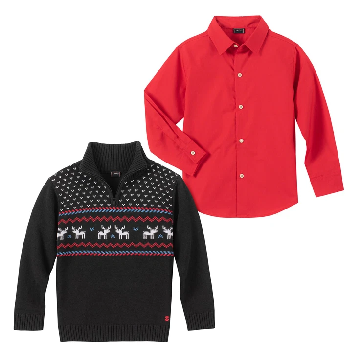 NUEVO Conjunto de suéter Izod para niños de 2 piezas con botones y 1/4 talla XS (4/5) Foto 2 de 3