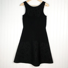 Vera Wang neoprene A Line Dress Black Stretch scuba Neck Sleeveless Zipper LBD 4