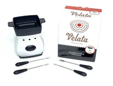 Velata Fun Fondue, Licorice Curve, Fondue Warmer, Dish, Forks, Bulb & Manual 