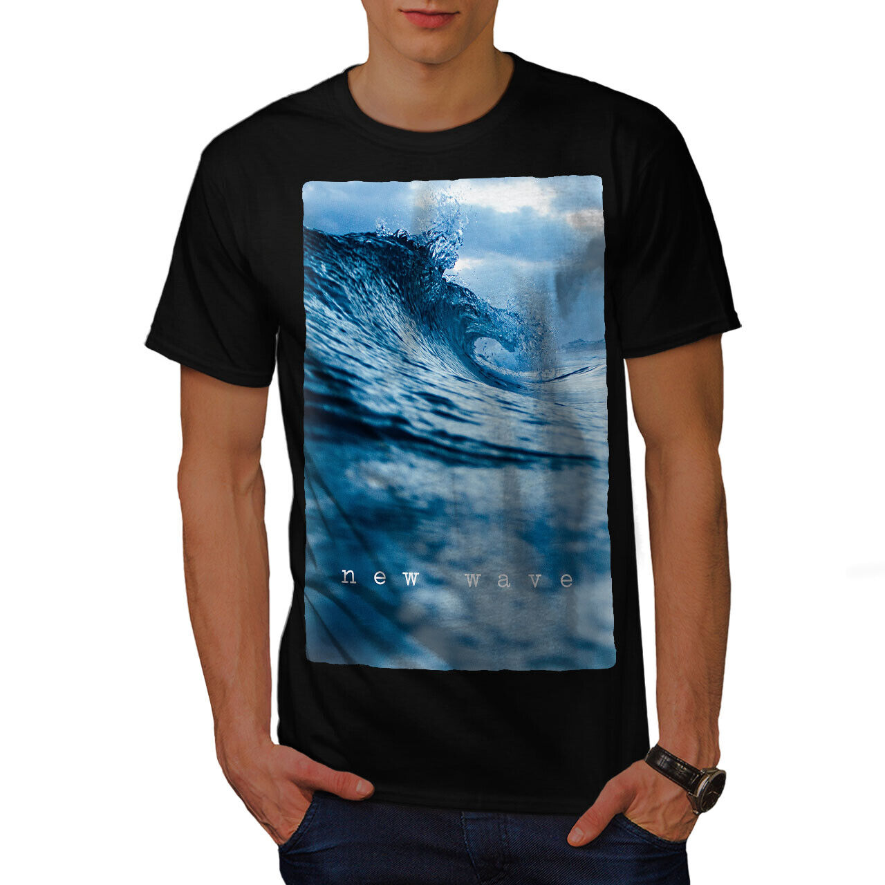 Water Graphic Design Printed Tee Wellcoda Ocean Fish Nature Mens T-shirt - 3