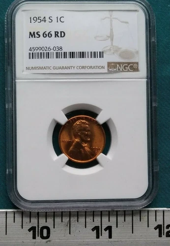 1954 S .01 cent NGC MS66 RD Penny  #5480