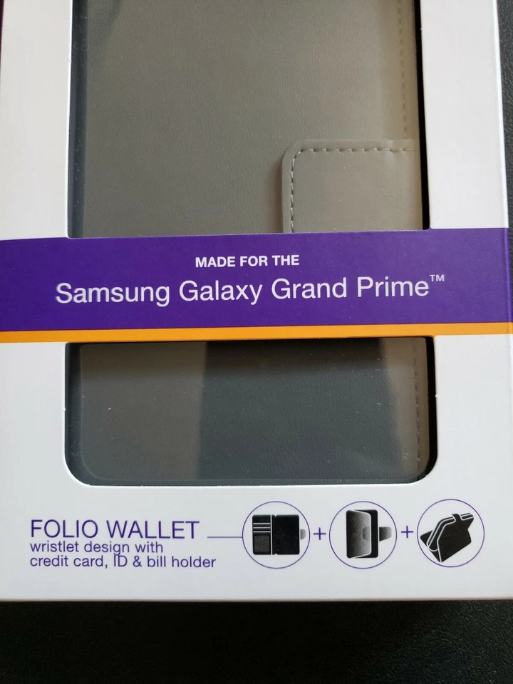 Folio Wallet Card Stand Case Cover Samsung Galaxy Grand Prime Charcoal - Image 4 of 4