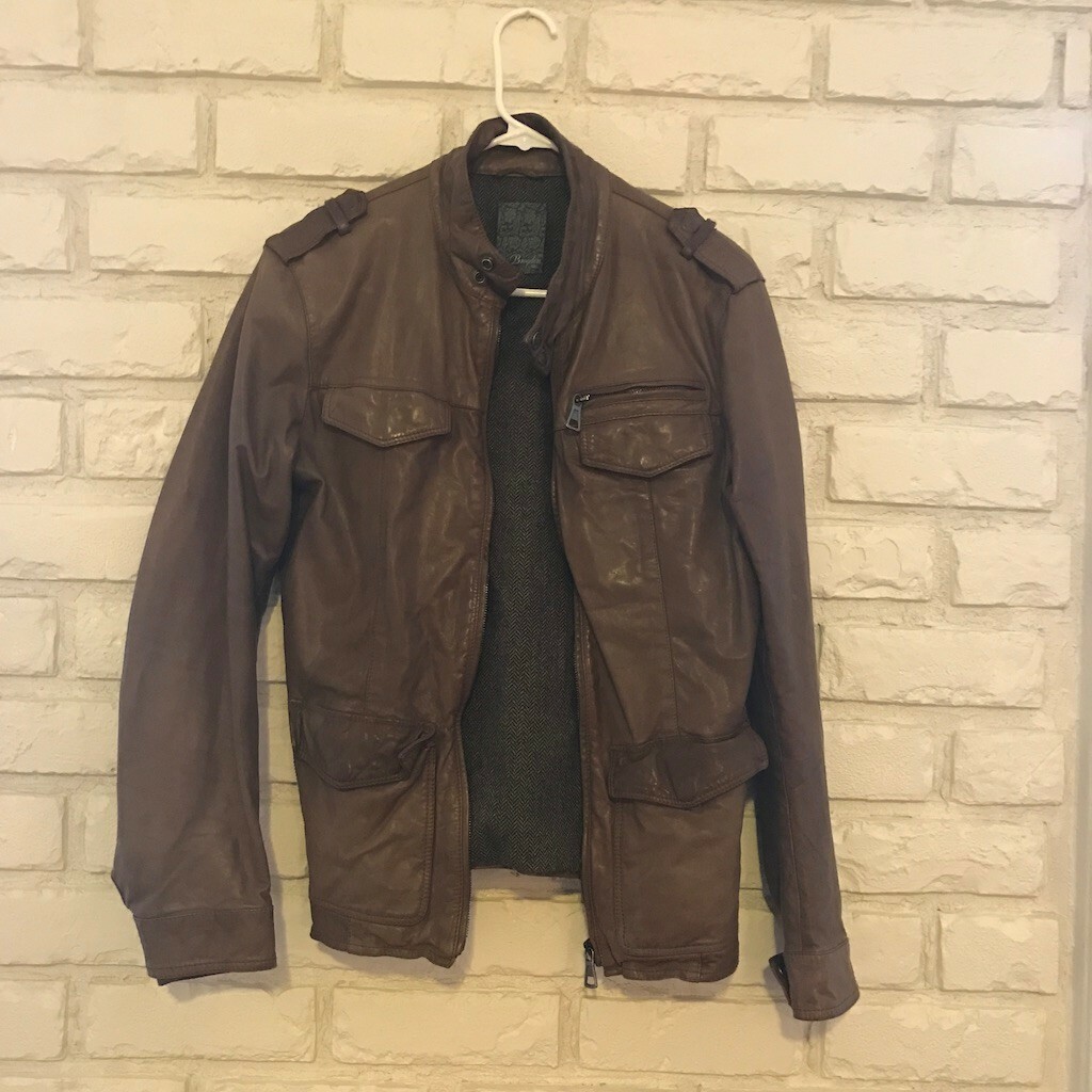 BROGDEN レザージャケット　Made in Italy brogden leather jacket - Size S - Brown- MADE IN ITALY- PRE OWNED