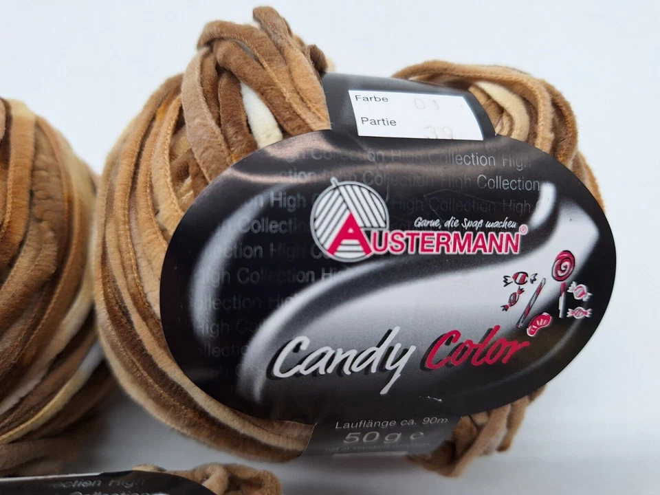 3 Balls  Candy Color Yarn Austermann Brown Beige Microfiber 50 g balls - Image 3 of 4