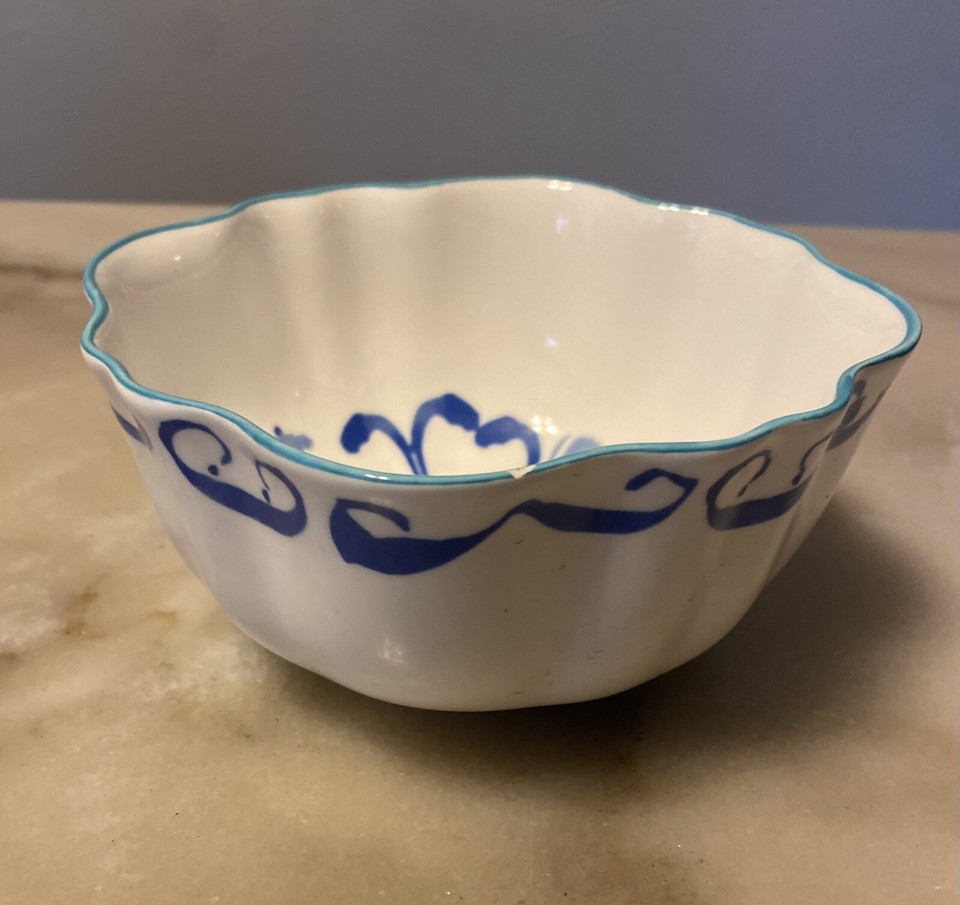 NEW Anthropologie Bonjour Hilde Phrase Bowl Tres Bien White Blue eBay