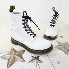 Dr. Martens 1460 Lace Up Combat Boots Smooth White Leather 8-hole Size 7