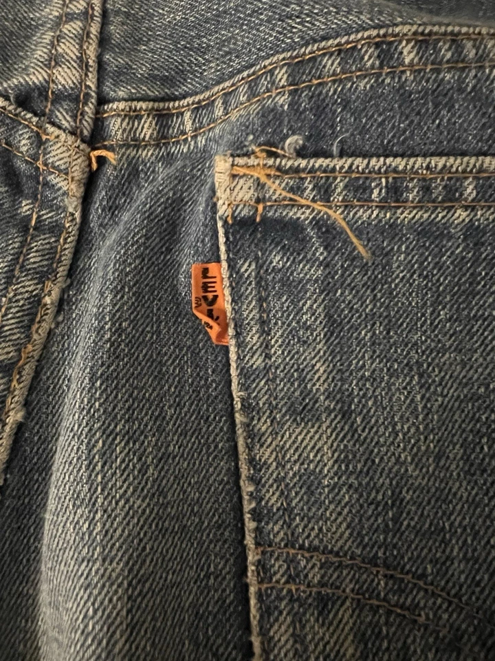 Jeans Levi’s Big E Orange Tab Denim 646 Distressed Mudwash Bell Vintage Años 70 1972 Foto 3 de 4