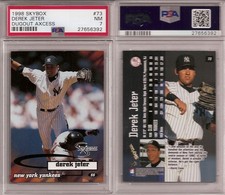 Derek Jeter PSA 7 lot (2) 1998 SkyBox Dugout Axcess 73, Double Header DH4