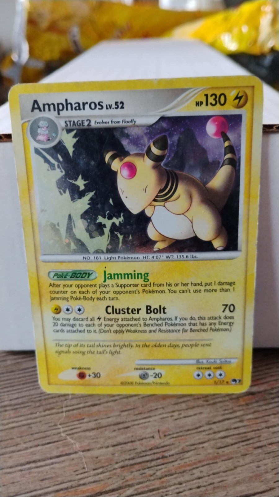 AMPHAROS LV. 52 Pop Series 7 POKEMON Holo 2008 Trading Card 1/17