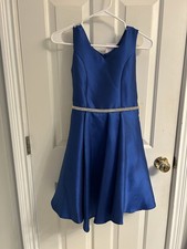 NWT-Girls Joy Kids Royal Blue Sleeveless Party Dress-Size 12