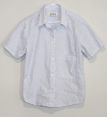 RÓHE Frayed Striped Cotton-Poplin Shirt Button Up Blouse Women's Size 38