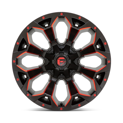 17x9 Fuel D787 ASSAULT Black Red Milled Wheels 5x4.5/5x5 (1mm) Set of 4 - Picture 3 of 7