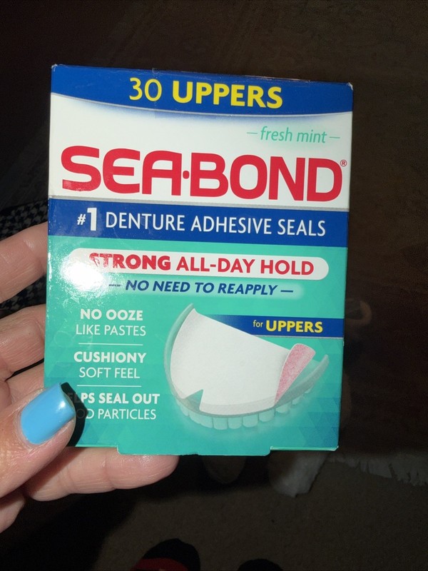 Sea Bond Secure Denture Adhesive Seals, Fresh Mint Uppers, Zinc-Free, All-Day-Ho