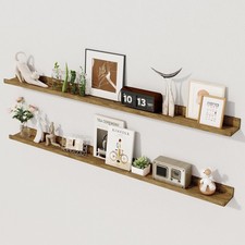Axeman 48 Inch Floating Shelves  Picture Ledge Shelf Set of 2  Rustic Brown Wa