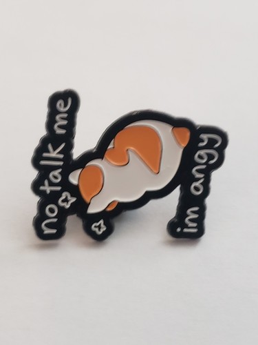 1" orange & weiße Katze 🐈 "NO TALK TO ME I'M ANGY Emaille Anstecknadel Hut Anstecker - Bild 2 von 7