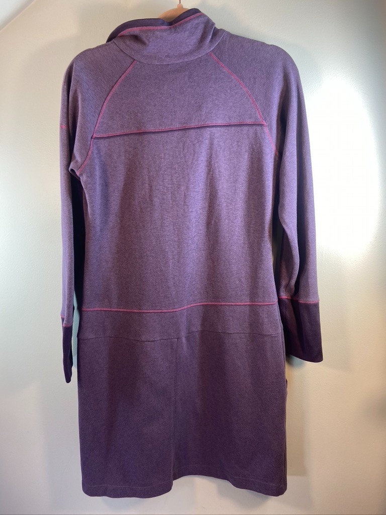 COLUMBIA WOMENS SIZE MED PURPLE COTTON 1/4 PULLOVER SHORT DRESS LONG SLEEVES thumbnail 3