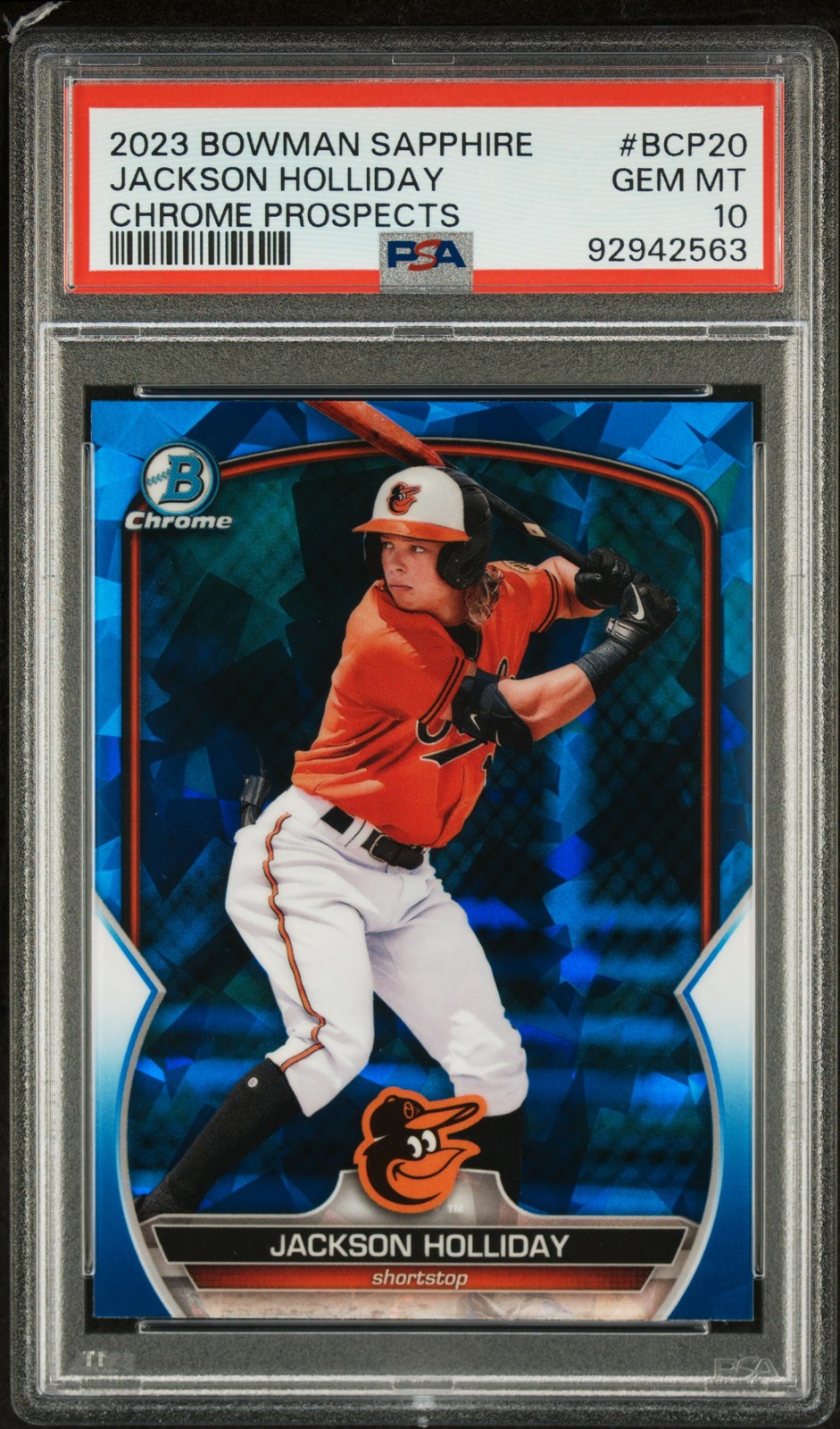 2023 Bowman Sapphire Chrome Prospect Jackson Holliday #BCP20 PSA 10