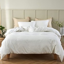 French Linen Duvet Cover Set 68" x 86"- 2 Pieces 1 Comforter Twin Off White
