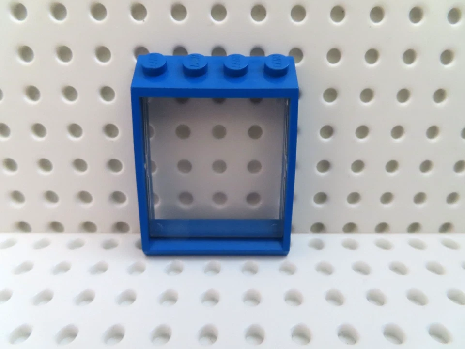 Lego 1 x Schrägfenster Dach  4447 blau 4x4x3 + Glas 4448 transp.  klar - Bild 1 von 1