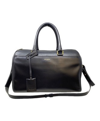 Saint Laurent Paris Classic Duffle 6 2-Way Bag Black Leather Used Authentic