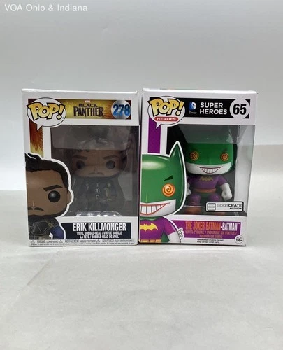 Funko Pop Lot of 2 Erik Killmonger #278 & Joker Batman #65 Loot Crate MIB
