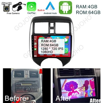 4+64GB For Nissan Versa Note 2014-2018 Android 13 Car Stereo Radio Wifi Carplay