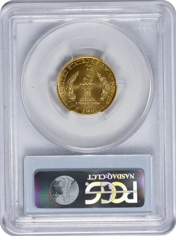 1996-W Olympic Cauldron $5 Gold Five Dollar Mint State Commemorative MS69 PCGS - Image 2 of 2