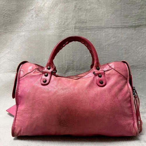 Balenciaga City Pink Leather 2Way Shoulder Bag w/Mirror