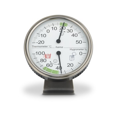 Hama Thermometer Hygrometer Analog Temperatur Raumklima Innen 11cm aus Edelstahl