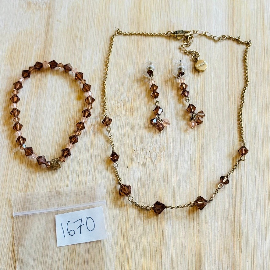 Givenchy Logo Earrings Necklace Bracelet Matching set lot Crystal jeweled gold thumbnail 6