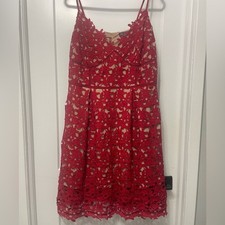 City Chic So Fancy Red Lace Dress V-neck Cocktail