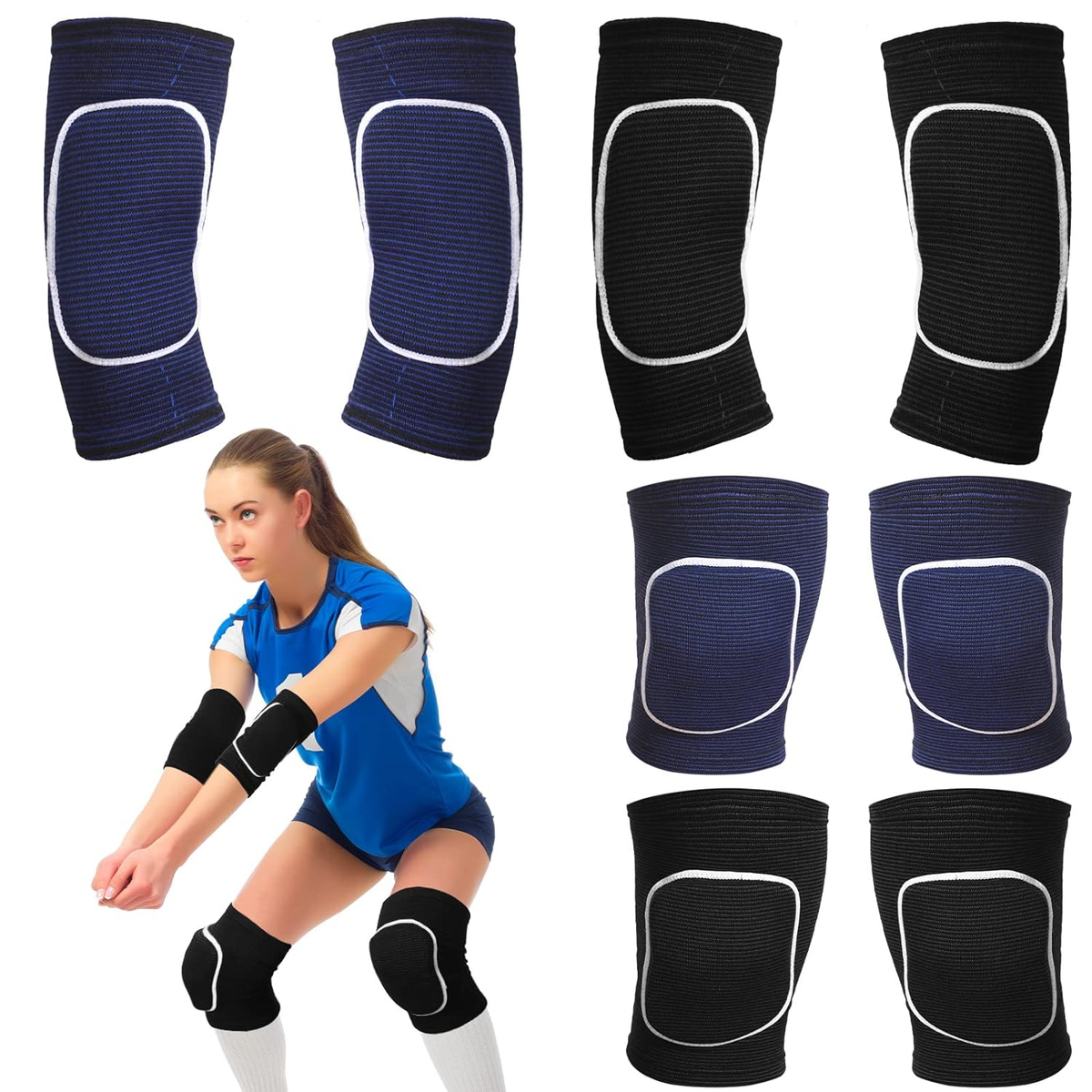 COMNICO Arm Brace Pads Elbow Protector Strap Pair, Breathable Anti-Collision Sponge Tendonitis Fitness Volleyball Basketball Tennis Golfers Knee Support Band For Kids Men Women Elderly(Black With White Edges - View #9