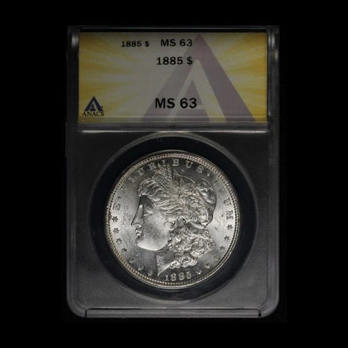 1885 $1 Morgan Silver Dollar Blast White ANACS MS63 - Free Shipping USA