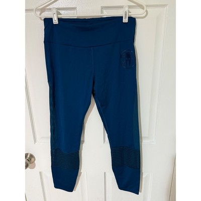 Craft Spartan Race Womens Teal Blue Mesh Panel Athletic Leggings Size L