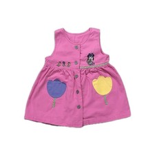 Vintage Y2K 90s Minnie Mouse Dress Baby Toddler 18 Months Tulip Flower Pink