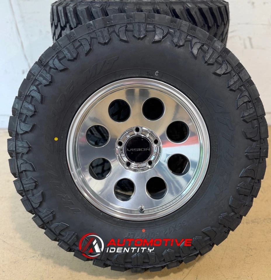 17x9 Vision Midway Polished 35" Atturo MT Tires 5X135 1997-2003 Ford F150 5 lug - Image 2 of 4