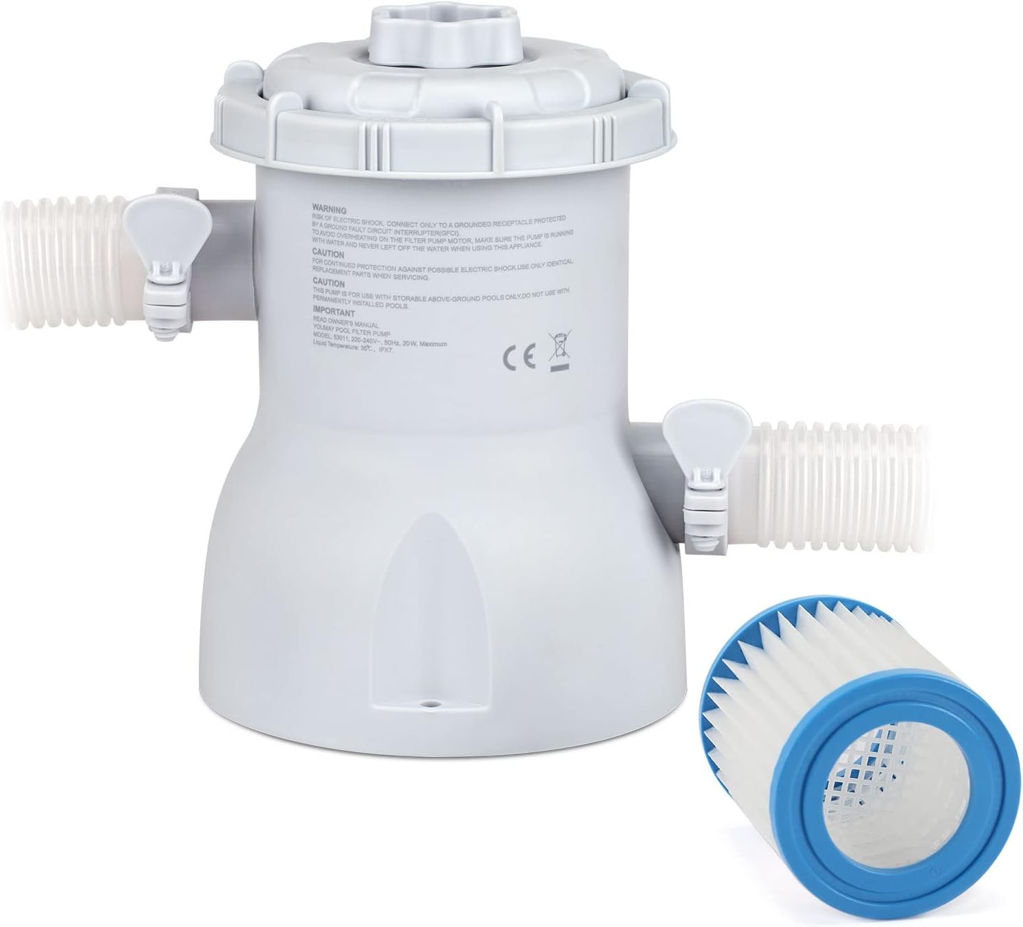 Bomba de filtro de piscina 300GAL filtro de cartucho, bombas de piscina AC 220-240 V, 20 W